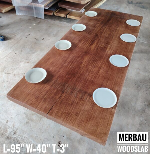 8ft 8-10 Seaters Merbau Solid Woodslab (Square)