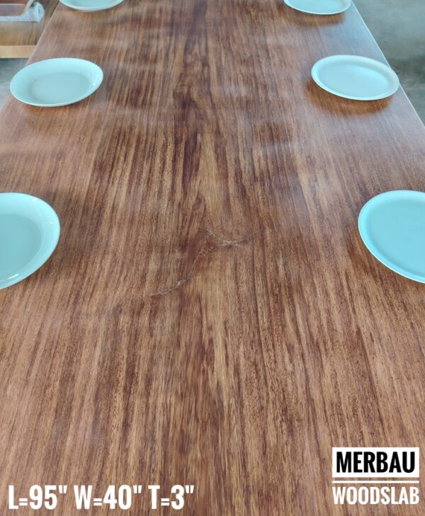 8ft 8-10 Seaters Merbau Solid Woodslab (Square)