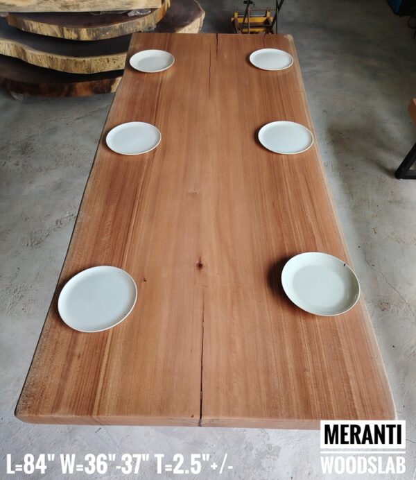012 (2) 7ft x 3ft Meranti Solid Woodslab - 8 Seater Dining Table
