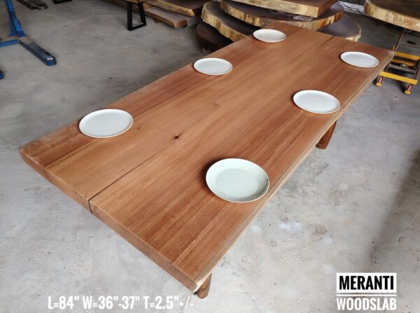 012 (3) 7ft x 3ft Meranti Solid Woodslab - 8 Seater Dining Table