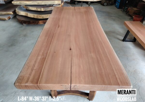 012 (6) 7ft x 3ft Meranti Solid Woodslab - 8 Seater Dining Table