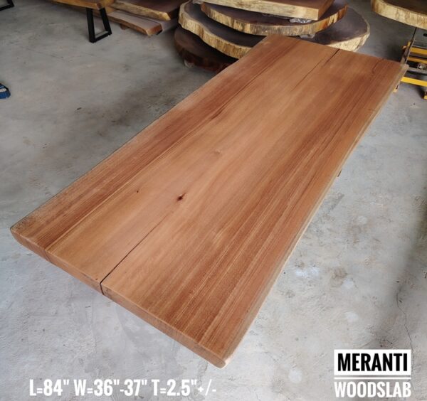 012 (9) 7ft x 3ft Meranti Solid Woodslab - 8 Seater Dining Table