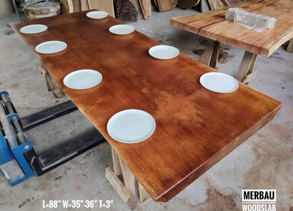 018 (1) 7ft x 3ft - 8 Seater - Merbau Solid Woodslab