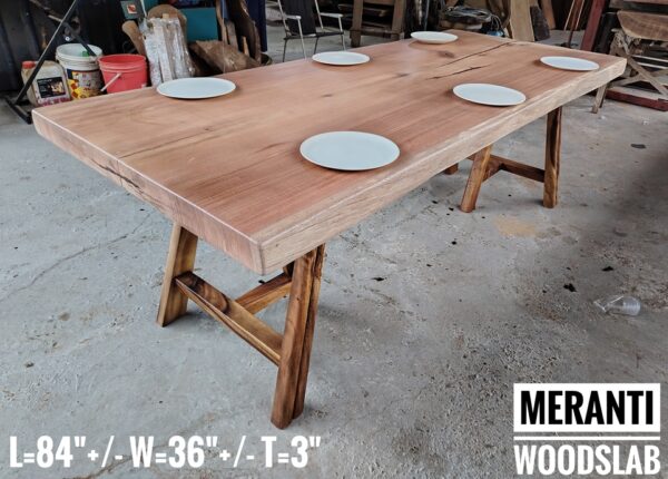 7ft x 3ft - 6-8 Seater -  Meranti Solid Woodslab -MRT01