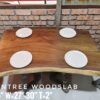 140626 (14) 4ft Computer Desk / Small 4 seater Raintree Solid Woodslab - RT401