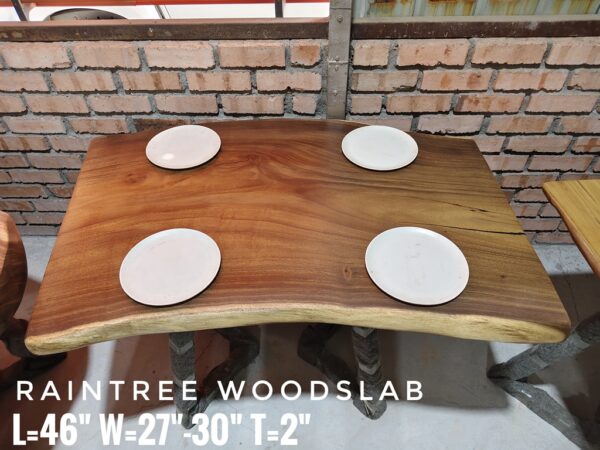 140626 (14) 4ft Computer Desk / Small 4 seater Raintree Solid Woodslab - RT401