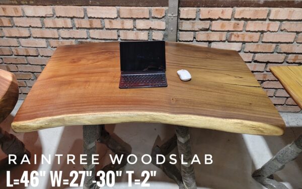140626 (17) 4ft Computer Desk / Small 4 seater Raintree Solid Woodslab - RT401