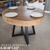140626 (172) 4 Seater Round Khaya Solid Woodslab - KYR01