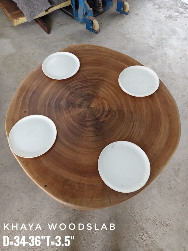 140626 (173) 4 Seater Round Khaya Solid Woodslab - KYR01