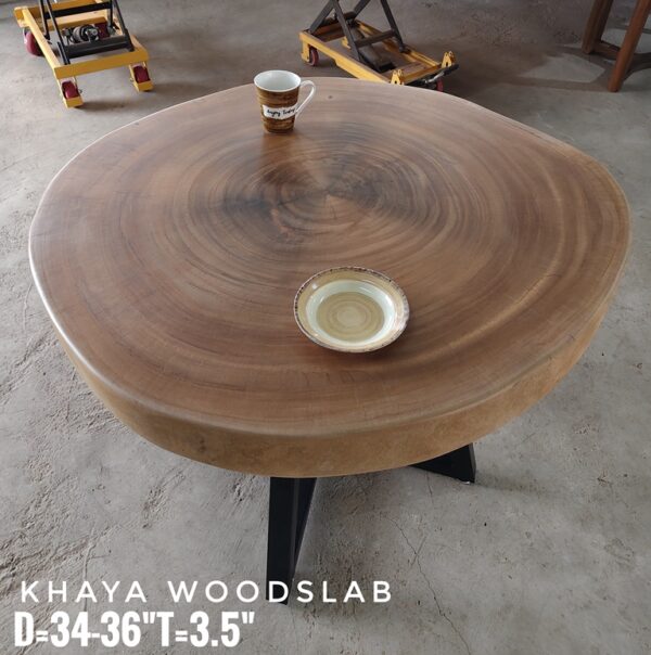 140626 (175) 4 Seater Round Khaya Solid Woodslab - KYR01