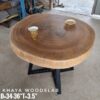 140626 (176) 4 Seater Round Khaya Solid Woodslab - KYR01