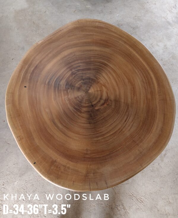 140626 (177) 4 Seater Round Khaya Solid Woodslab - KYR01