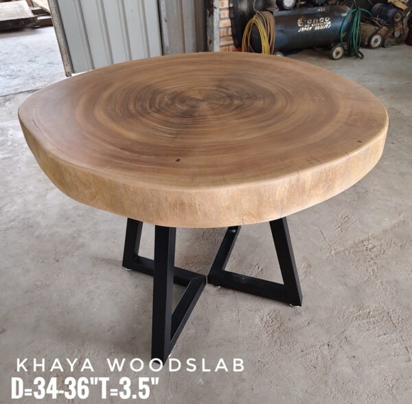140626 (178) 4 Seater Round Khaya Solid Woodslab - KYR01