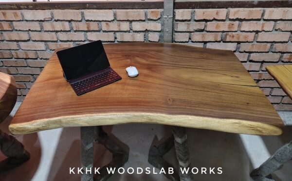 140626 (19) 4ft Computer Desk / Small 4 seater Raintree Solid Woodslab - RT401