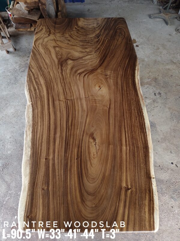 140626 (43) 8 Seater 7.5ft Raintree Solid Woodslab - RT701