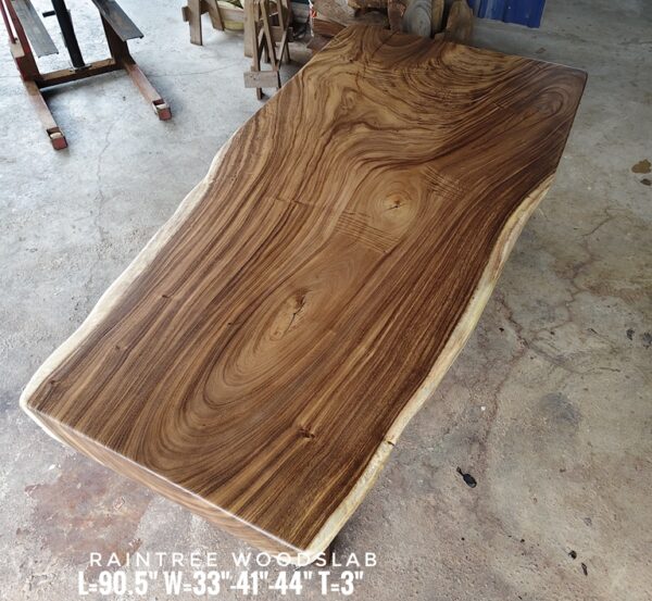 140626 (48) 8 Seater 7.5ft Raintree Solid Woodslab - RT701