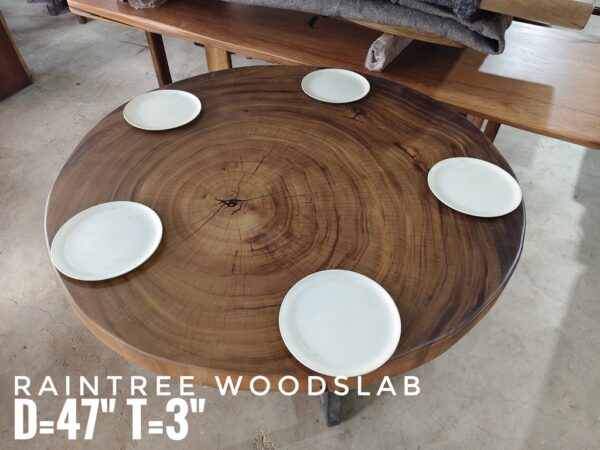 140626 (54) 5 Seater Round Shape Raintree Solid Woodslab - RTR01