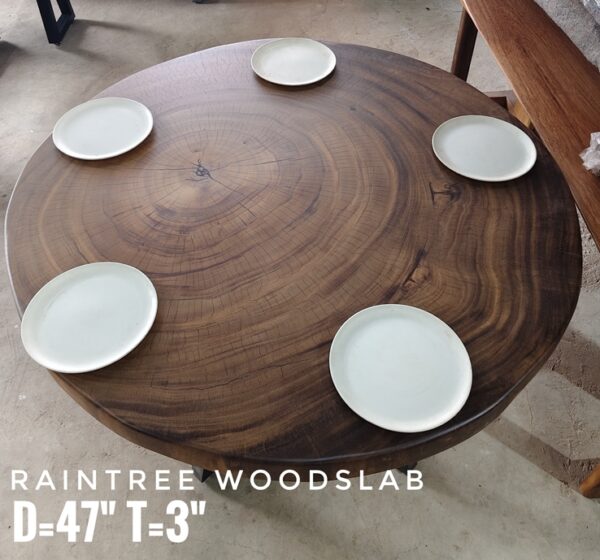 140626 (56) 5 Seater Round Shape Raintree Solid Woodslab - RTR01