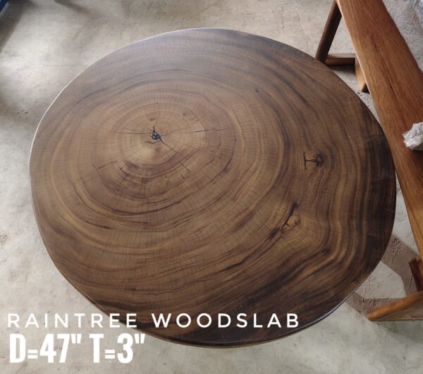 140626 (57) 5 Seater Round Shape Raintree Solid Woodslab - RTR01