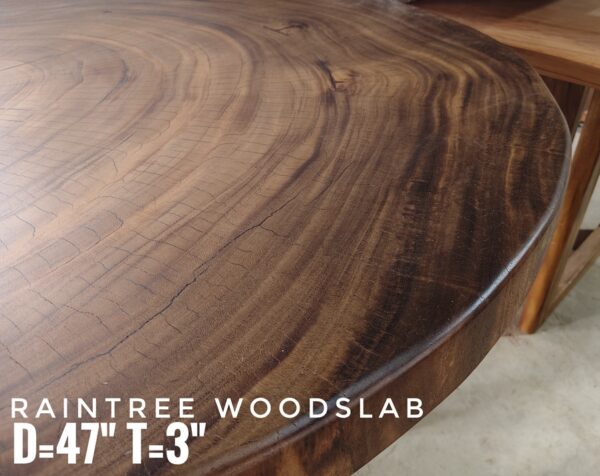 140626 (58) 5 Seater Round Shape Raintree Solid Woodslab - RTR01