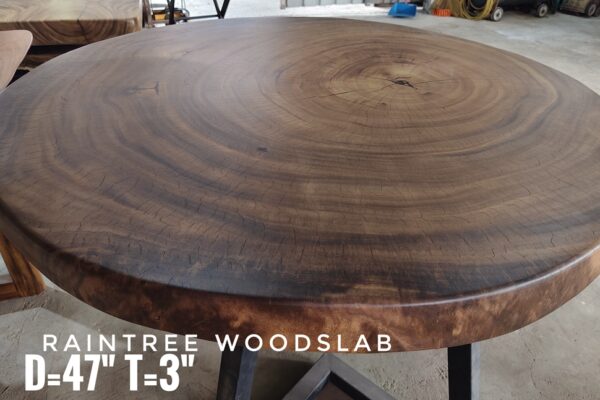 140626 (59) 5 Seater Round Shape Raintree Solid Woodslab - RTR01