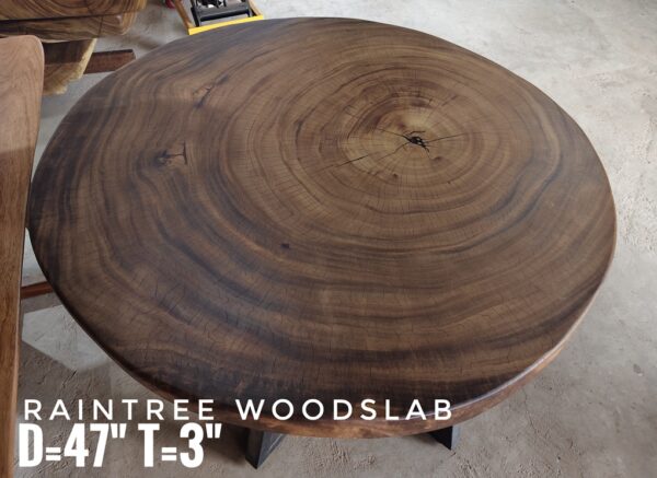 140626 (60) 5 Seater Round Shape Raintree Solid Woodslab - RTR01