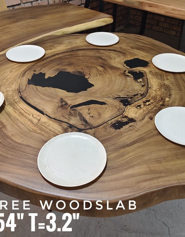 6 Setaer Oval Raintree Solid Woodslab - RTR02