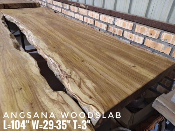 9ft x 2.5ft +/- Angsana Solid Woodslab ASN02