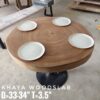 4 Seater Round Khaya Solid Woodslab - KYR01