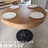4 Seater Round Khaya Solid Woodslab - KYR01