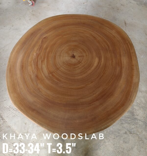 4 Seater Round Khaya Solid Woodslab - KYR01