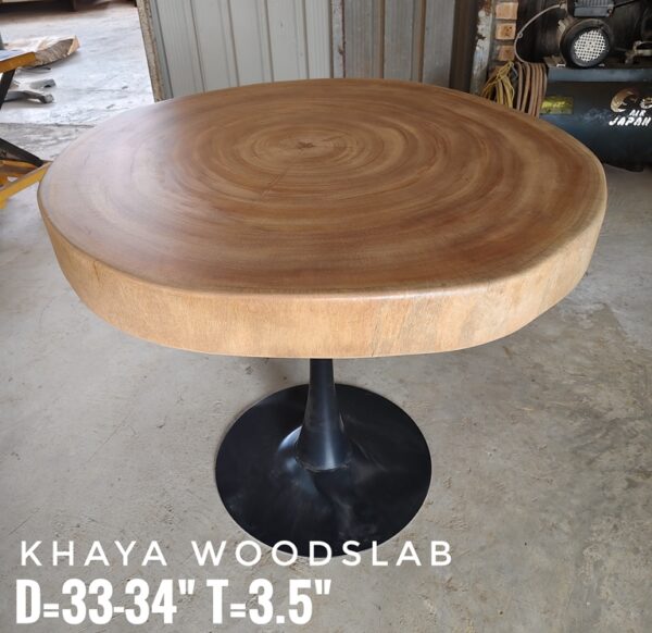 4 Seater Round Khaya Solid Woodslab - KYR01