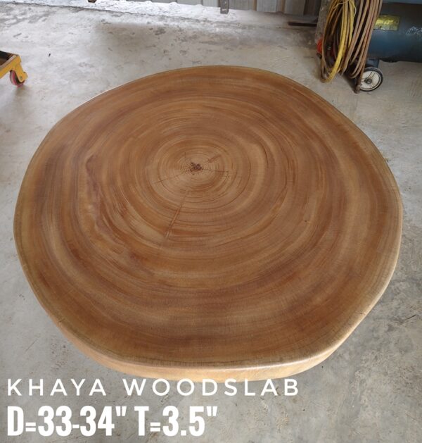 4 Seater Round Khaya Solid Woodslab - KYR01