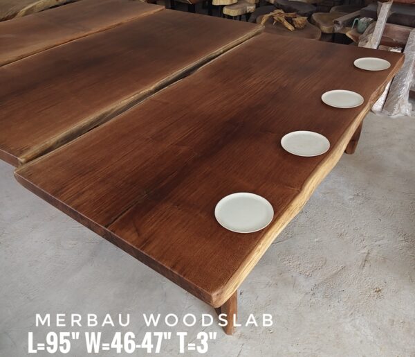 r002 (1) 8ft x 4ft - 8-10 Seater- Merbau Solid Woodslab -MB801