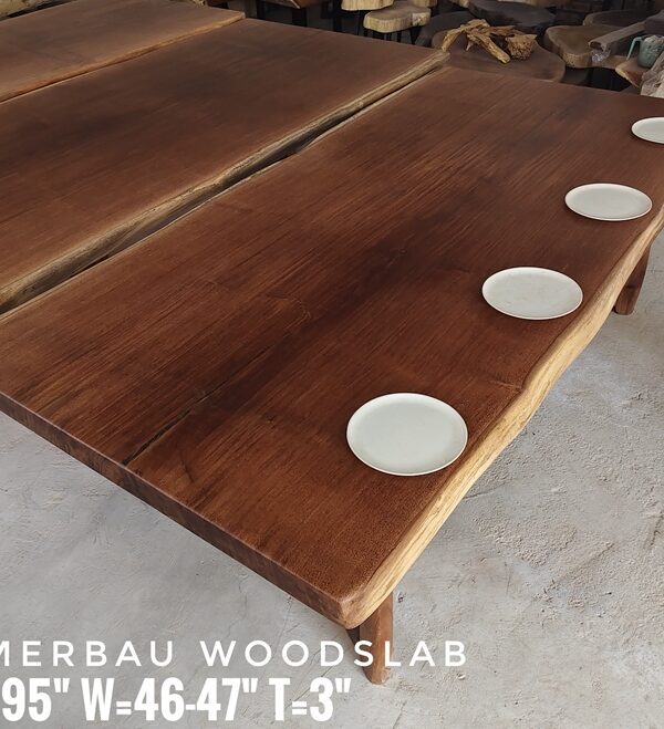 8ft x 4ft - 8-10 Seater-  Merbau Solid Woodslab -MB801