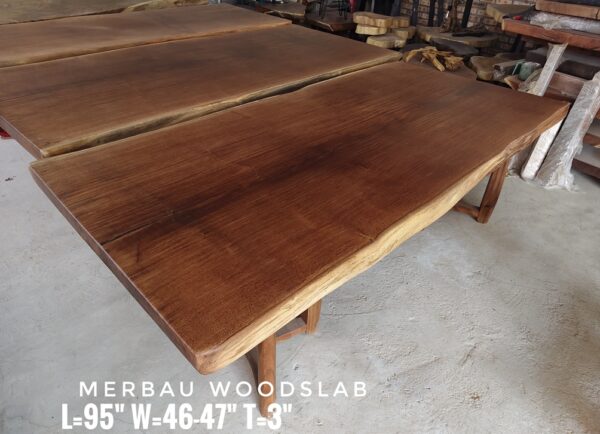 r002 (4) 8ft x 4ft - 8-10 Seater- Merbau Solid Woodslab -MB801