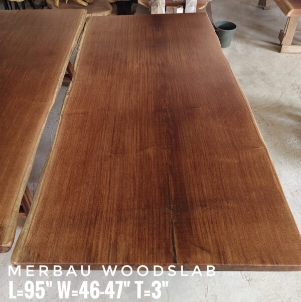 r002 (5) 8ft x 4ft - 8-10 Seater- Merbau Solid Woodslab -MB801