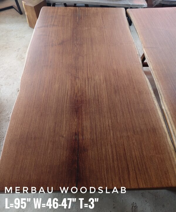 r002 (6) 8ft x 4ft - 8-10 Seater- Merbau Solid Woodslab -MB801