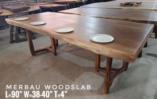 r004 (2) 8 Seater 7.5ft - Merbau Solid Woodslab - MB803