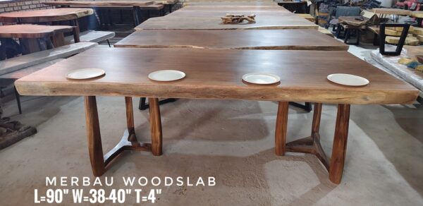 r004 (4) 8 Seater 7.5ft - Merbau Solid Woodslab - MB803