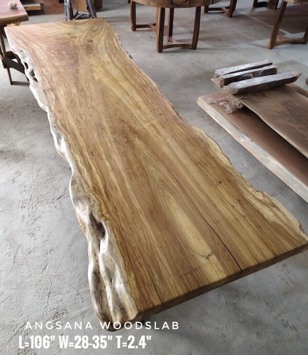 9ft x 2.5ft +/- Angsana Solid Woodslab ASN01