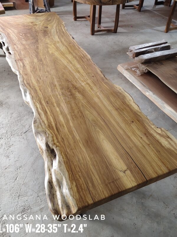 9ft x 2.5ft +/- Angsana Solid Woodslab ASN01