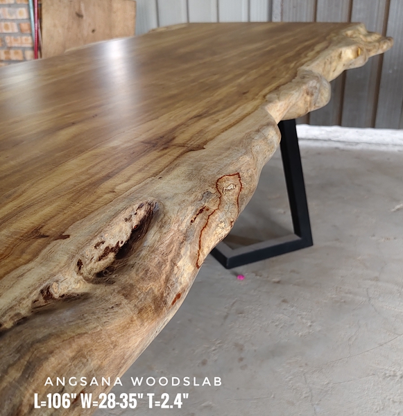 9ft x 2.5ft +/- Angsana Solid Woodslab ASN01