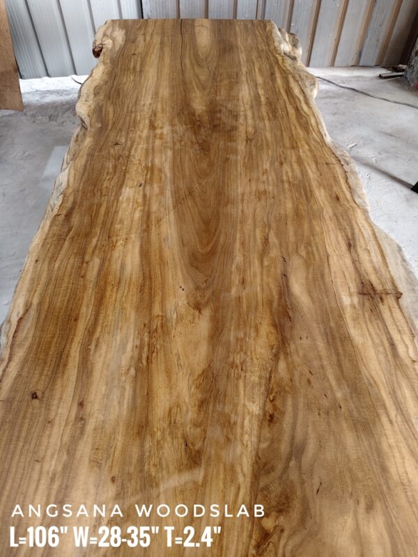 9ft x 2.5ft +/- Angsana Solid Woodslab ASN01