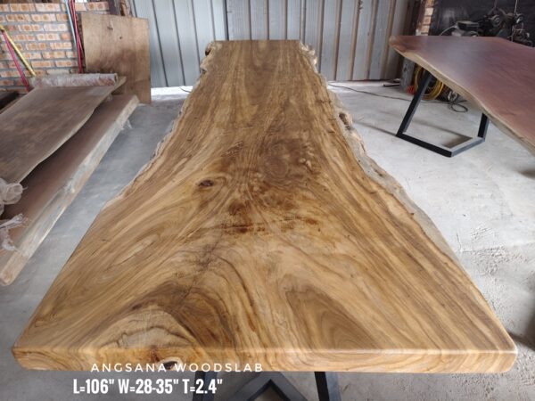 9ft x 2.5ft +/- Angsana Solid Woodslab ASN01