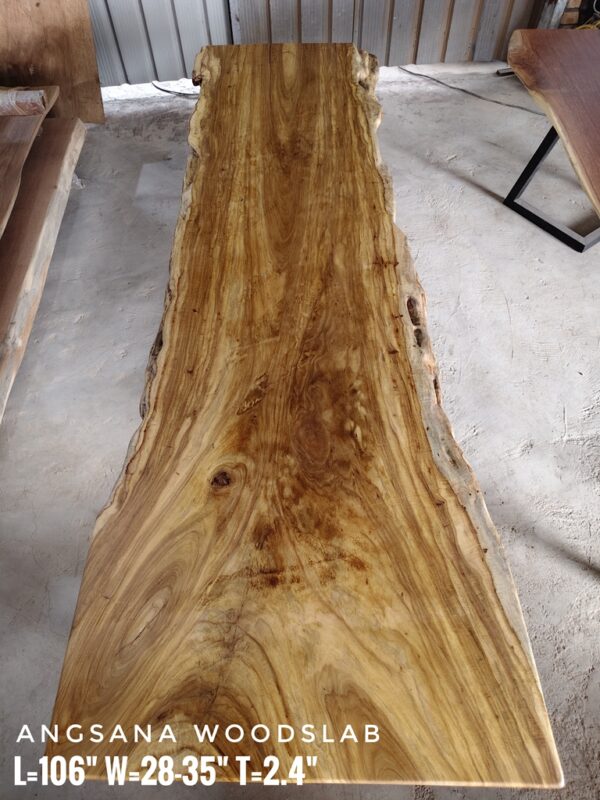 9ft x 2.5ft +/- Angsana Solid Woodslab ASN01