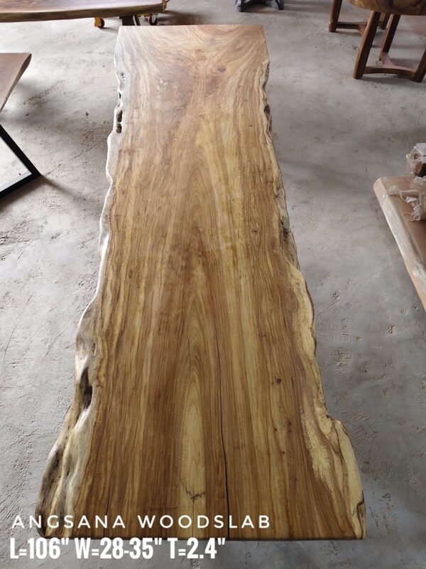 9ft x 2.5ft +/- Angsana Solid Woodslab ASN01