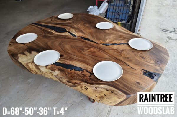 r007 (1) 6-7 Seater Oval Shape Raintree Solid Woodslab - RTOV01