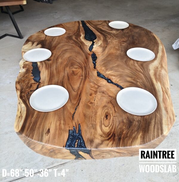 r007 (3) 6-7 Seater Oval Shape Raintree Solid Woodslab - RTOV01