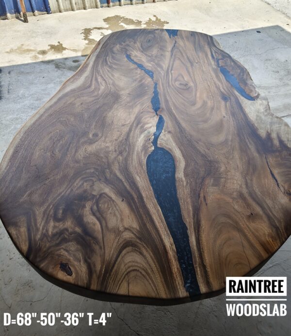 r007 (4) 6-7 Seater Oval Shape Raintree Solid Woodslab - RTOV01